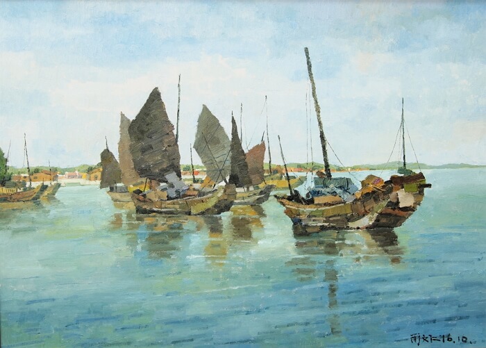 簡文仁油畫個展 用畫筆重現消失百年的新莊港